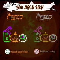 Jeanchrl Halloween Neon Sign Boo Neon Lights For Wall Pumpkin Halloween Led Signs For Bedroom Window Wall Decor Halloween Light