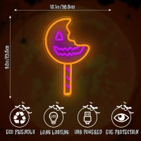 Jeanchrl Trick Treat Halloween Neon Sign Sam Pumpkin Lollipop Neon Lights For Wall Decor Dimmable Led Signs For Bedroom Living R