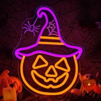 Halloween Neon Sign Pumpkin Neon Sign For Wall Decor Witch Hat Halloween Pumpkin Neon Light Halloween Decorations Spider Led Neo