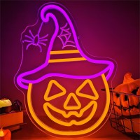 Halloween Neon Sign Pumpkin Neon Sign For Wall Decor Witch Hat Halloween Pumpkin Neon Light Halloween Decorations Spider Led Neo