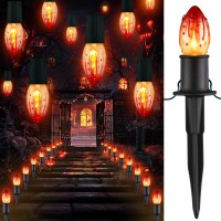 Tioriy 242Ft Halloween Flame String Lights 20 Lights Halloween Decoration Waterproof Flickering Flame Lights C9 String Pathwa