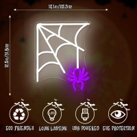 Jeanchrl Halloween Neon Sign Spider Web Neon Lights For Wall Halloween Led Signs For Bedroom Living Room Wall Halloween Light Up