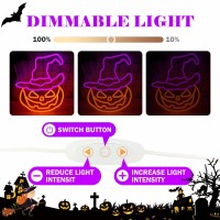 Halloween Neon Sign Dimmable Pumpkin Neon Sign For Wall Decor Halloween Pumpkin Neon Window Lights For Halloween Party Light Up