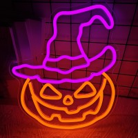 Halloween Neon Sign Dimmable Pumpkin Neon Sign For Wall Decor Halloween Pumpkin Neon Window Lights For Halloween Party Light Up