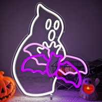 Halloween Neon Sign Dimmable Flying Neon Bat Sign For Wall Decor Halloween Ghost Window Neon Light Sign Led Bats Halloween Decor