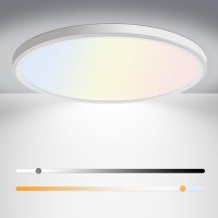 Hunhun 12 Inch Led Flush Mount Ceiling Light Fixture 28W 3200Lm Dimmable 5 Color Temperature In One Super Slim Round Ceiling Lam