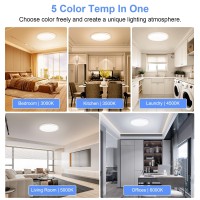 Hunhun 12 Inch Led Flush Mount Ceiling Light Fixture 28W 3200Lm Dimmable 5 Color Temperature In One Super Slim Round Ceiling Lam