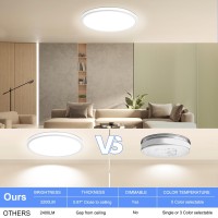 Hunhun 12 Inch Led Flush Mount Ceiling Light Fixture 28W 3200Lm Dimmable 5 Color Temperature In One Super Slim Round Ceiling Lam