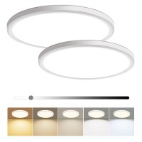 2 Pack 12 Inch Led Flush Mount Ceiling Light Fixture 28W 3200Lm Dimmable 5 Color Temperature In One Super Slim Round Ceiling Lam