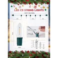 Vintage C9 Led Christmas Lights Outdoor 150 Ft C9 String Lights With 150 Shatterproof Warm White Bulbs Waterproof Connectable