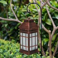 16 Large Solar Lantern Outdoor Waterproof Glass Hanging Lanterns Solar With Flickering Flame Lights Outdoor Metal Lantern De