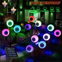 Hugsvik Set Of 4 Newest Solar Eyeball Lights Scary Halloween Decorations Outdoor 12Led Color Changing Outdoor Halloween Lights