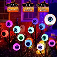 Hugsvik Set Of 4 Newest Solar Eyeball Lights Scary Halloween Decorations Outdoor 12Led Color Changing Outdoor Halloween Lights