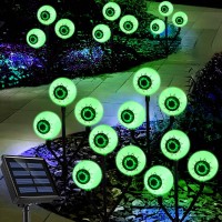 Hugsvik 4 Packs Newest Big Green Eyeball Lights For Halloween Decorations Outdoor 12 Led Solar Halloween Lights Outdoor Hallow