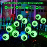 Hugsvik 4 Packs Newest Big Green Eyeball Lights For Halloween Decorations Outdoor 12 Led Solar Halloween Lights Outdoor Hallow