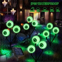 Hugsvik 4 Packs Newest Big Green Eyeball Lights For Halloween Decorations Outdoor 12 Led Solar Halloween Lights Outdoor Hallow