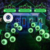 Hugsvik 4 Packs Newest Big Green Eyeball Lights For Halloween Decorations Outdoor 12 Led Solar Halloween Lights Outdoor Hallow