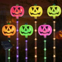 Kucicezu Halloween Decorations Outdoor 6 Sets Of Solar Powered Pumpkin Pathway Lights For Halloween Decorations Outside Multic