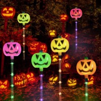 Kucicezu Halloween Decorations Outdoor 6 Sets Of Solar Powered Pumpkin Pathway Lights For Halloween Decorations Outside Multic