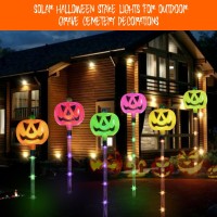 Kucicezu Halloween Decorations Outdoor 6 Sets Of Solar Powered Pumpkin Pathway Lights For Halloween Decorations Outside Multic