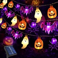 Janchs 40Led Solar Pumpkin Bat Ghost Spiders Lights For Halloween Decorations 8 Modes Waterproof Auto Onoff For Garden Deco