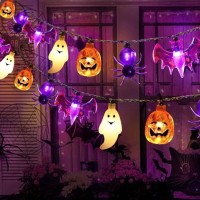 Janchs 40Led Solar Pumpkin Bat Ghost Spiders Lights For Halloween Decorations 8 Modes Waterproof Auto Onoff For Garden Deco