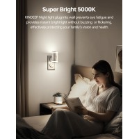 Kindeep Night Light Night Lights Plug Into Wall With Dusk To Dawn Sensor Daylight White 5000K 5120Lm Adjustable Brightness