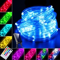 Lithome 18 Colors 50Ft Solar Outdoor String Lights Waterproof Color Changing 150 Led Rope Lights Remote Controlled Fairy String