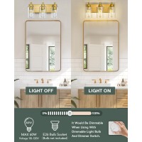 Metwet 3Light Bathroom Light Fixtures Brushed Gold Vanity Light With Cylinder Clear Glass Shade Modern Vanity Lighting Fixtur