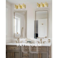 Metwet 3Light Bathroom Light Fixtures Brushed Gold Vanity Light With Cylinder Clear Glass Shade Modern Vanity Lighting Fixtur