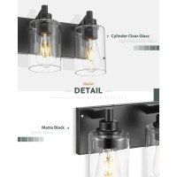 Metwet 4Light Bathroom Light Fixtures Black Vanity Light With Cylinder Clear Glass Shade Modern Vanity Lighting Fixtures Over