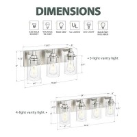 Metwet 3Light Bathroom Light Fixtures Brushed Nickel Vanity Light With Cylinder Clear Glass Shade Modern Vanity Lighting Fixt