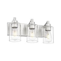 Metwet 3Light Bathroom Light Fixtures Brushed Nickel Vanity Light With Cylinder Clear Glass Shade Modern Vanity Lighting Fixt