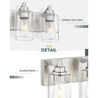 Metwet 4Light Bathroom Light Fixtures Brushed Nickel Vanity Light With Cylinder Clear Glass Shade Modern Vanity Lighting Fixt