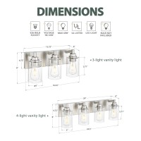 Metwet 4Light Bathroom Light Fixtures Brushed Nickel Vanity Light With Cylinder Clear Glass Shade Modern Vanity Lighting Fixt