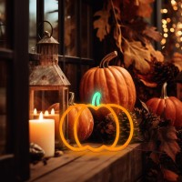 Fall Halloween Thanksgiving Decorations Pumpkin Neon Sign Lights Fall Decor Neon Sign Hanging For Window Wall Table Home Kitche