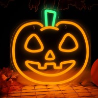 Missaudrey Fall Halloween Thanksgiving Pumpkin Shaped Neon Sign