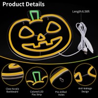 Missaudrey Fall Halloween Thanksgiving Pumpkin Shaped Neon Sign