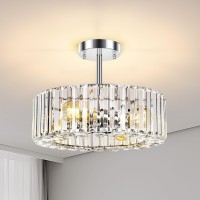 Frideko Home 4Light Crystal Ceiling Light Fixture 145 Inch Modern Semi Flush Mount Ceiling Light Crystal Chandelier For Kitc