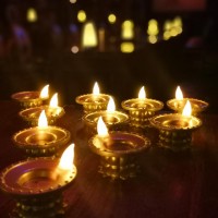 12 Pcs Diwali Diyas Lamp Decorations Diwali Gold Led Water Sense Lights Waterproof Flameless Lotus Tea Lights Oil Lamps For Ce