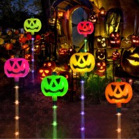 Aovciust 6Pack Solar Pumpkin Stake Lights For Halloween Decorations Outdoor Multicolor For Halloween Decorations Outside Yard