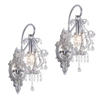 Fetason Hardwired Silver Wall Sconces Wall Lighting Set Of 2 Vintage Crystal Wall Light Fixture Wall Mounted Lamp For Bedroom