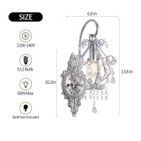 Fetason Hardwired Silver Wall Sconces Wall Lighting Set Of 2 Vintage Crystal Wall Light Fixture Wall Mounted Lamp For Bedroom