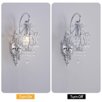 Fetason Hardwired Silver Wall Sconces Wall Lighting Set Of 2 Vintage Crystal Wall Light Fixture Wall Mounted Lamp For Bedroom