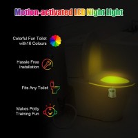 Hotut Toilet Lights Motion Detection Sensor 2 Pack Smart Night Light For Bathroom 16 Color Changing Inside Toilet Bowl Night L