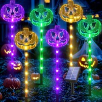 Meteds 6 Pack Solar Pumpkin Stake Lights For Halloween Decorations Outdoor Waterproof Solar Halloween Lighted Pumpkin Pathway L