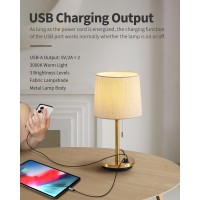 Visdanfo Modern Table Lamp For Bedroom Desk Lamp With Usb Port Fabric Shade 3 Brightness Levels Nightstand Lamps For Living Ro