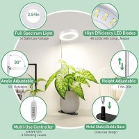 Lordem Plant Grow Light Full Spectrum Halo Desk Plant Light Height Adjustable 7826 Led Growing Lamp Automatic Timer 4H