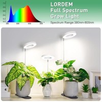 Lordem Plant Grow Light Full Spectrum Halo Desk Plant Light Height Adjustable 7826 Led Growing Lamp Automatic Timer 4H