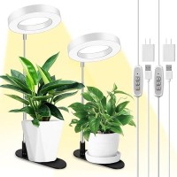 Lordem Plant Grow Light Full Spectrum Halo Desk Plant Light Height Adjustable 7826 Led Growing Lamp Automatic Timer 4H